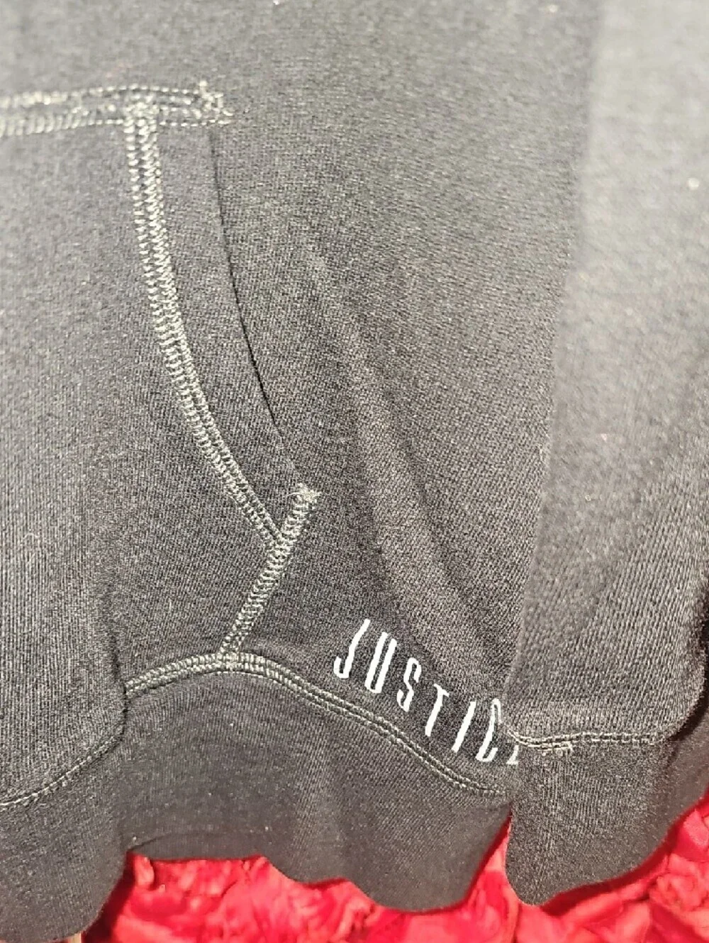 Justice Girls Black Fleece Lined Hoodie With Kangaroo Pocket Size 10